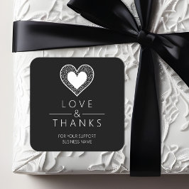 Chic White Heart Lace Effect Love & Thanks Support Fyrkantigt Klistermärke