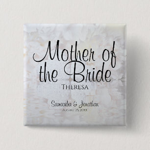 Chic White Hearts och Peonies Budens mamma Knapp