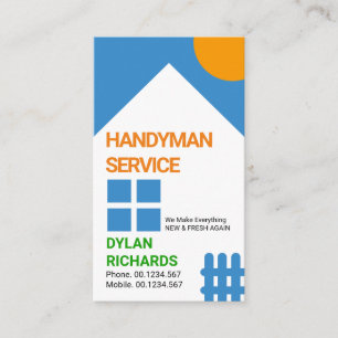 Chic White House Picket Fence Motif-Handyman Visitkort