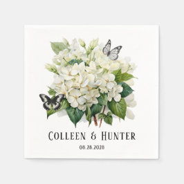 Chic White Hydrangea och Butterfly Bröllop Pappersservett