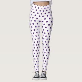 Chic White Lila Polka Dot Mönster Leggings