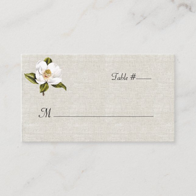Chic White Magnolia Bröllop Escort Card Placeringskort (Framsida)