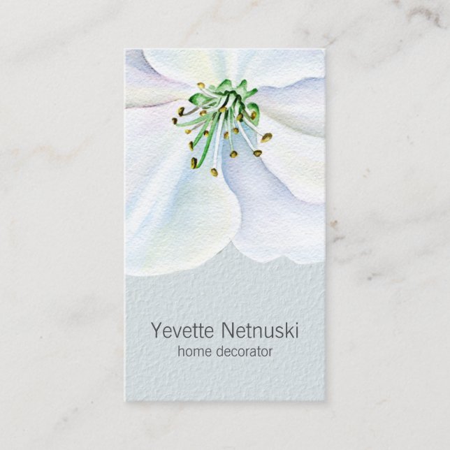 Chic White Magnolia Contemporary Visitkort (Framsida)