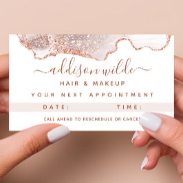 Chic White Marble Agate Ro Guld Tidsbeställning Kort