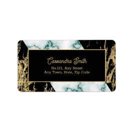 Chic White Marble Gold Foil Paint Struktur Birthda Adressetikett