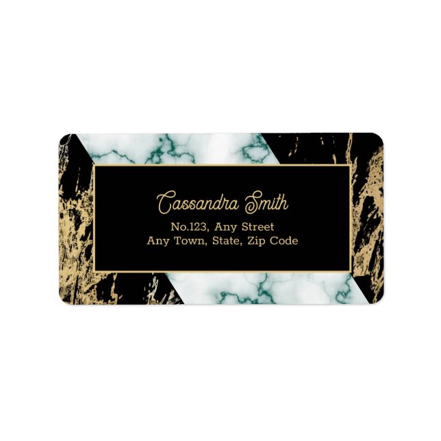 Chic White Marble Gold Foil Paint Struktur Birthda Adressetikett (Framsidan)
