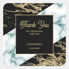 Chic White Marble Gold Foil Paint Struktur Birthda Fyrkantigt Klistermärke