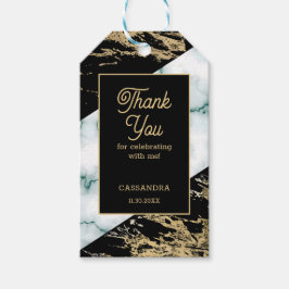 Chic White Marble Gold Foil Paint Struktur Birthda Presentetikett