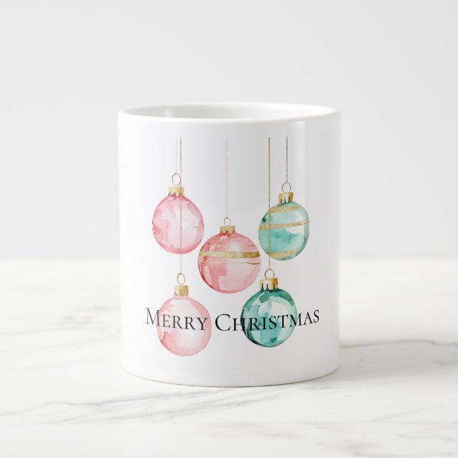 Chic White Mint Rosa Guld julprydnader Jumbo Mugg (Framsidan)
