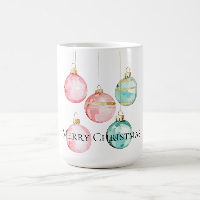 Chic White Mint Rosa Guld julprydnader Kaffemugg (Center)