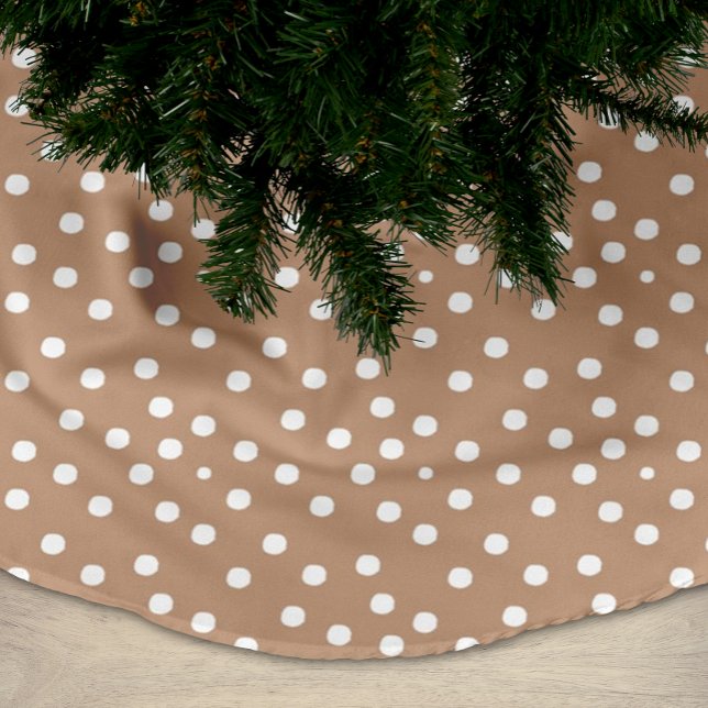 Chic White och Golden Wheat Färg Dots jul Julgransmatta Borstad Polyester (Skapare uppladdad)
