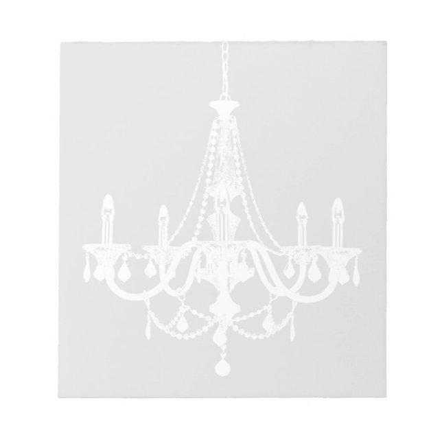 Chic White och Grått Chandelier Anteckningsblock (Framsida)