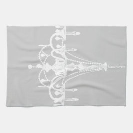 Chic White och Grått Chandelier Kökshandduk