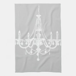 Chic White och Grått Chandelier Kökshandduk
