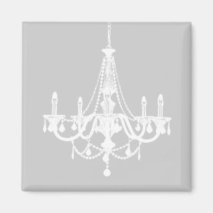Chic White och Grått Chandelier Magnet