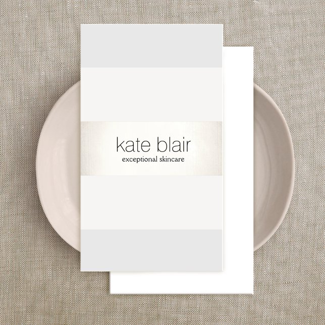 Chic White och Grått FAUX Silver Rand Visitkort (Skapare uppladdad)