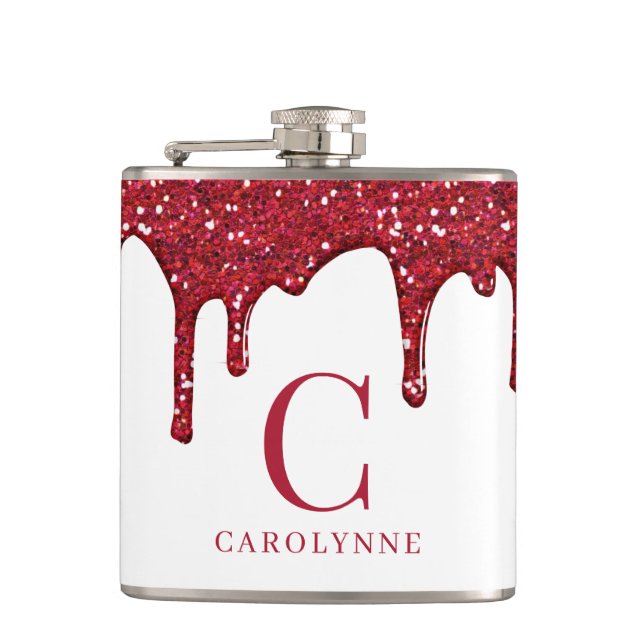Chic White Red Gnistra Glitter Drives Monogram Fickplunta (Framsidan)