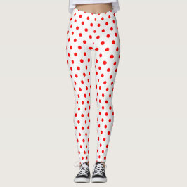 Chic White Red Polka Dot Mönster Leggings