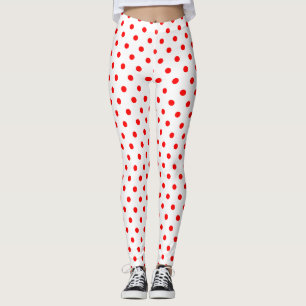 Chic White Red Polka Dot Mönster Leggings