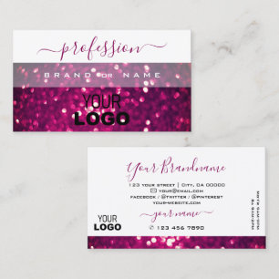 Chic White Rosa Lila Moukling Glitter med Logotyp Visitkort