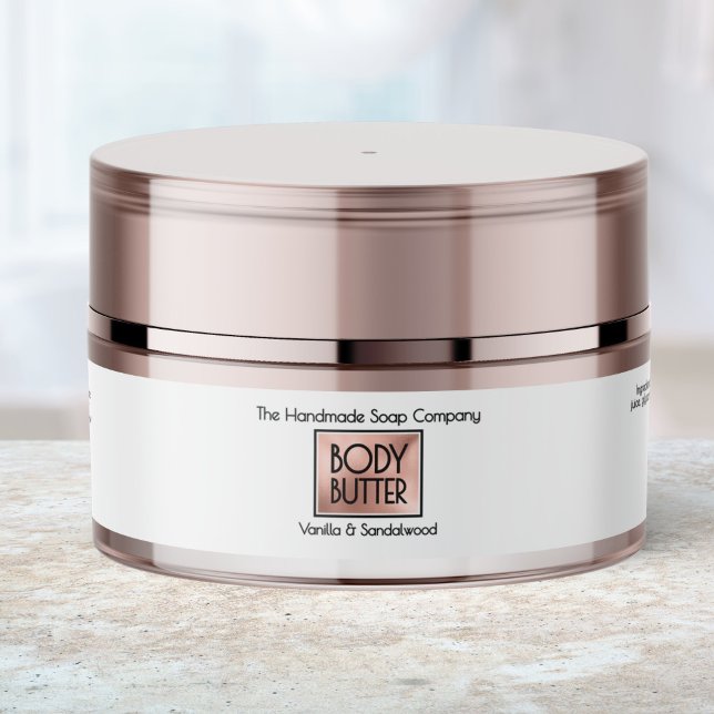 Chic White Rose Gold Body Butter Jar Label  Etikettband (Skapare uppladdad)