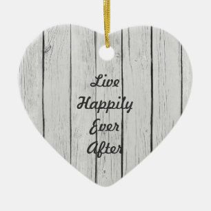 Chic White Rustic Wood Julgransprydnad Keramik