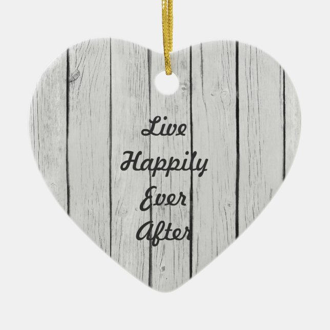 Chic White Rustic Wood Julgransprydnad Keramik (Framsidan)