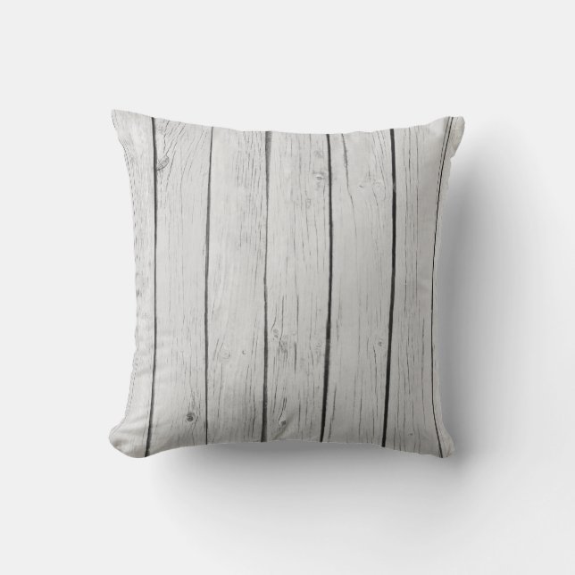 Chic White Rustic Wood Kudde (Framsida)