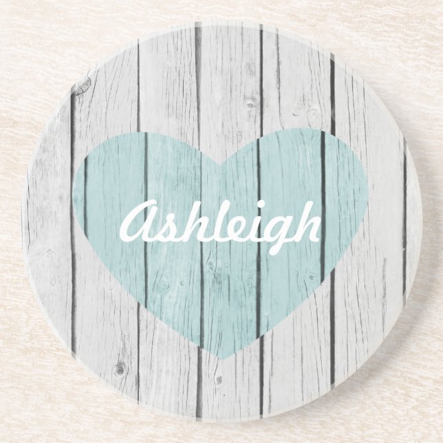 Chic White Rustic Wood Underlägg (Framsidan)