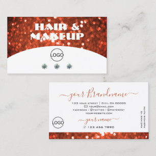Chic White Salmon Orange Gnistra Glitter med Logot Visitkort