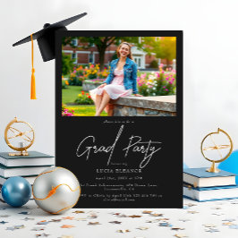 Chic White Script High School College Graduation Inbjudningar