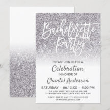 Chic White Silver Faux Glitter Ombre Bachelorette