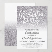 Chic White Silver Faux Glitter Ombre Studenten