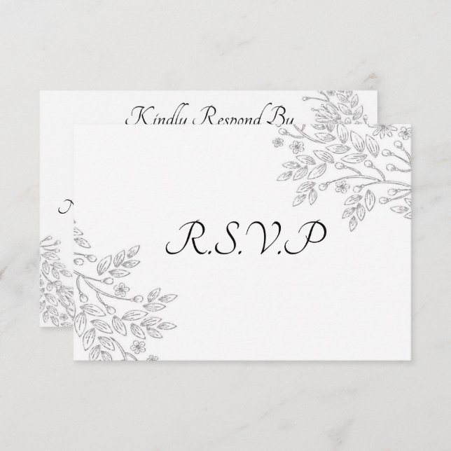 Chic White Silver Foil Blommigt OSA kort (Fram/baksida)