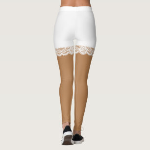 Chic White Snöre Faux Kort Leggings