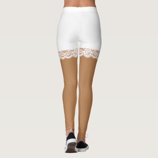 Chic White Snöre Faux Kort Leggings (Baksida)