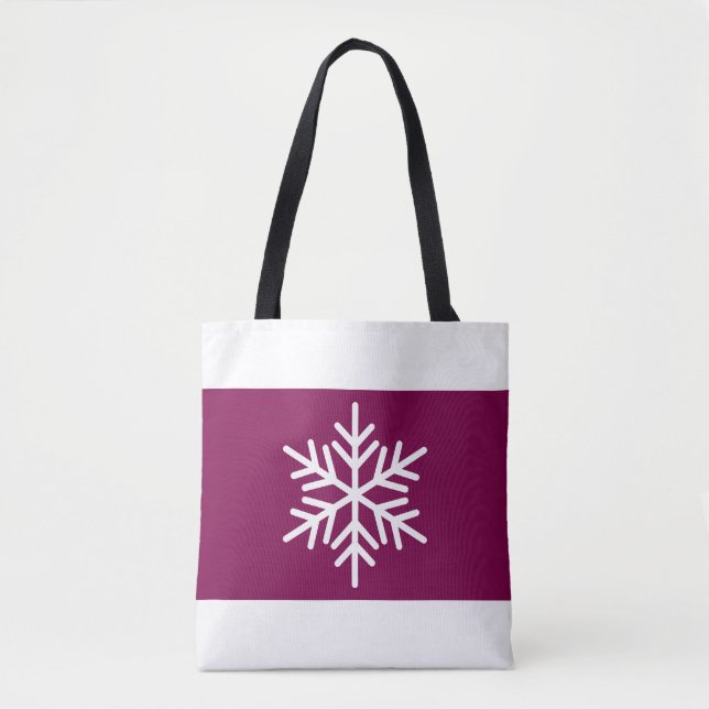 Chic Wide Burgundy Red White Rand Snowflake Tygkasse (Framsida)