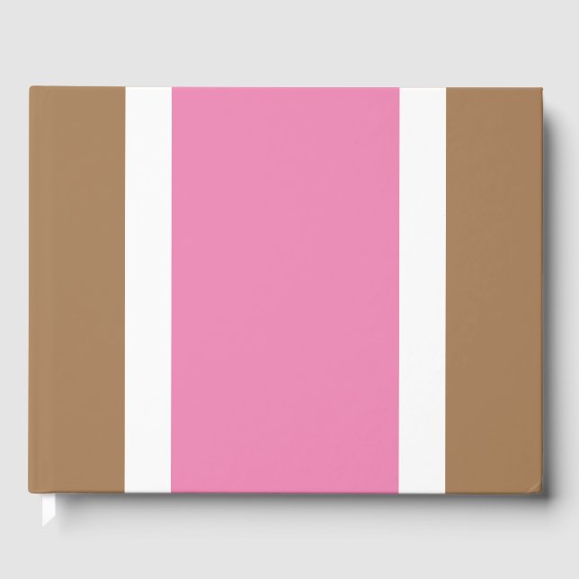 Chic Wide Rosa White Tävla Rand på Light Brown Gästböcker (Framsida)