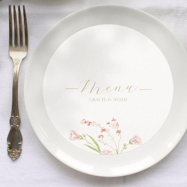 Chic WildblomBouquet Ivory Card Bröllop Menu Meny (Skapare uppladdad)