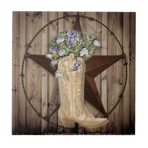 Chic Wildblomma Texas Star Western land cowgirl Kakelplatta