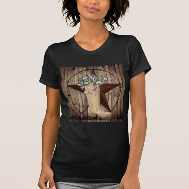 Chic Wildblomma Texas Star Western land cowgirl T-shirt (Framsida)