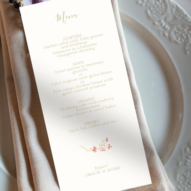 Chic Wildblomme Ivory Card Bröllop Menu Meny (Skapare uppladdad)