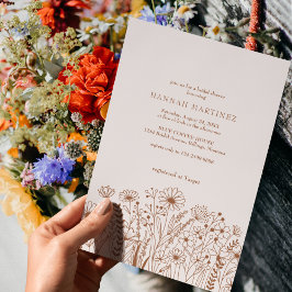 Chic Wildblommor Boho Burnt Orange Möhippa Inbjudningar