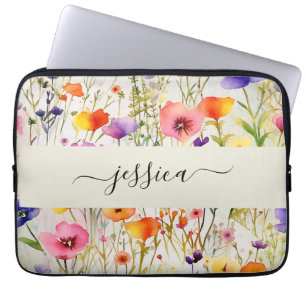 Chic wildblommor mönster laptop fodral