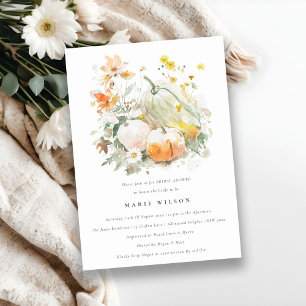 Chic Wildblompumpkin Watercolor Möhippa Inbjudningar