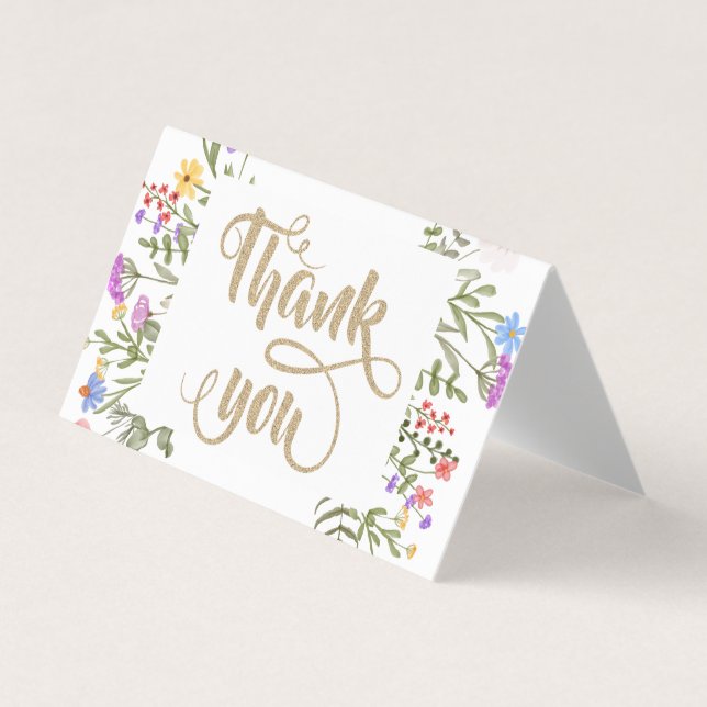 Chic Wildblomsglitter Visitkort (Framsida)