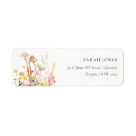 Chic Wildblomssvamp Autumn Botanical Adress Returadress Etikett