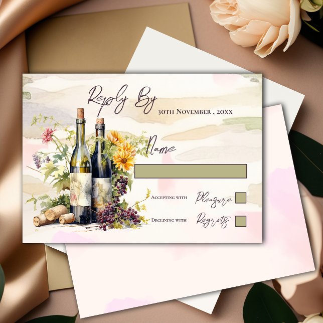Chic Winery Rustic Grapevine-Inspired Bröllop OSA Kort (Chic Winery Rustic Grapevine-Inspired Wedding RSVP Card)