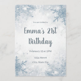 Chic Winter 21st Birthday Invitation – Snowflakes Inbjudningar