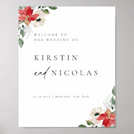 Chic Winter Botanical Blommigt Bröllop Välkommen Poster